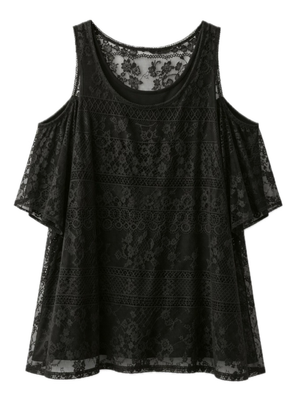 Torrid 5 Black Lace Cold-Shoulder Women's Top